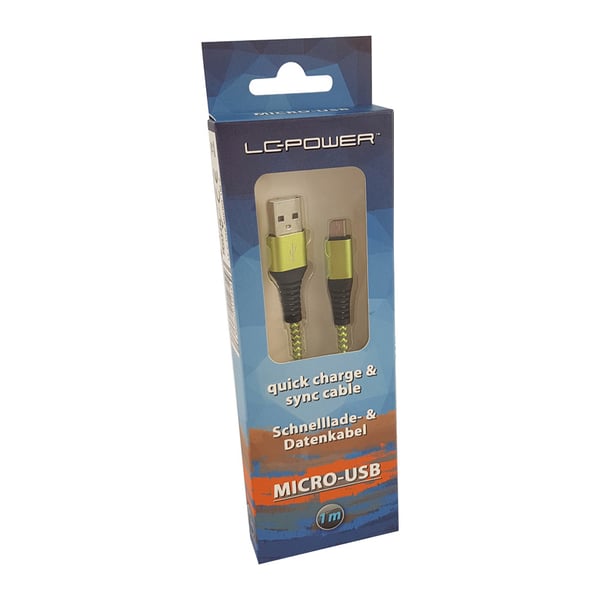 LC-Power LC-C-USB-MICRO-1M-7 USB-kabel USB A Micro-USB B Grøn, Grå