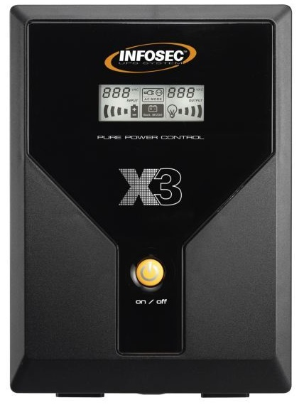 Infosec X3 EX 3000 UPS-virtalähde Linjainteraktiivinen 3 kVA 1800 W 4 AC-pistorasia(a)