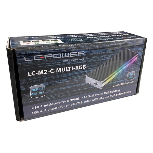 LC-Power LC-M2-C-MULTI-RGB drevkabinet SSD kabinet Aluminium, Sort M.2