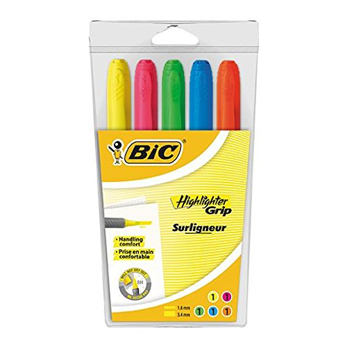 BIC Highlighter Grip speedmarker 5 stk Flere BIC Highlighter Grip speedmarker 5 stk Flere