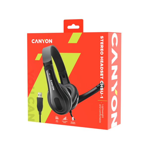 Pikkukuva 4 / 5: Canyon CNS-CHSU1B kuulokkeet ja kuulokemikrofoni Langallinen Pääpanta Puhelut/Musiikki USB A-tyyppi Musta