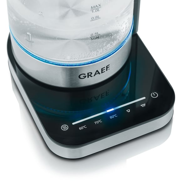 Miniatyrbillede 4 af 9: Graef WK350 elkedel 1 L 2000 W Sort, Rustfrit stål, Transparent