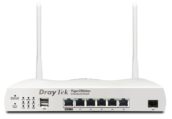 DrayTek Vigor 2866Vac trådløs router Gigabit Ethernet Dual-band (2,4 GHz / 5 GHz) Hvid