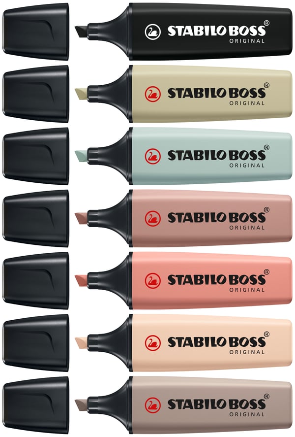 STABILO BOSS NatureColors speedmarker 6 stk Mejselspids Sort, Bronze, Grøn, Grå, Lysegrøn STABILO BOSS NatureColors speedmarker 6 stk Mejselspids Sort, Bronze, Grøn, Grå, Lysegrøn