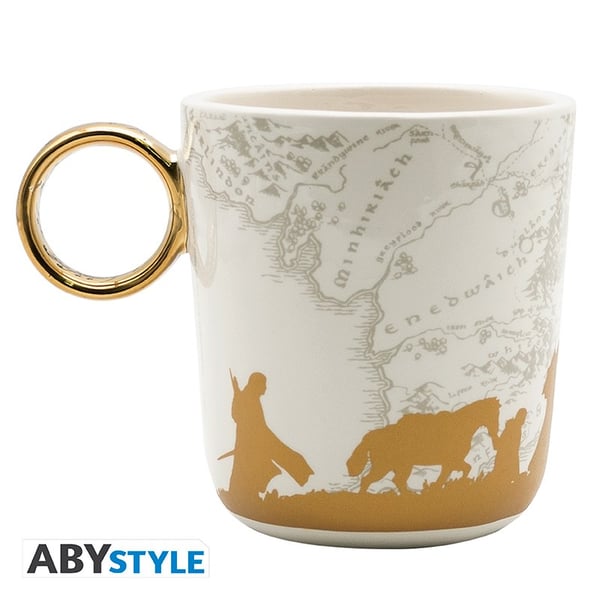Miniatyrbillede 2 af 8: Abysse Corp LORD OF THE RINGS - Mug 3D anse - Anneau Unique x2 79 460 ml Hvid, Guld