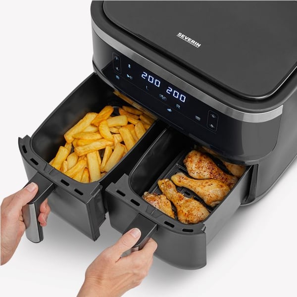 Miniatyrbild 5 av 7: Severin FR 2463 Dubbel 8 l Fristående 2600 W Varmluftsfritös Svart