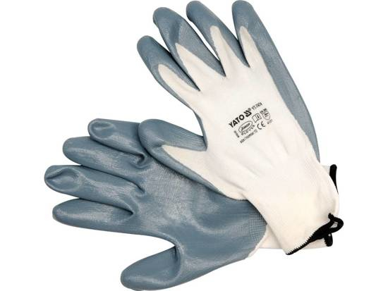 Yato YT-7474 skyddshandske Arbetshandskar Blå, Vit Nitril, Nylon 1 styck