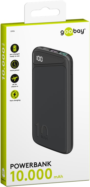 Miniatyrbillede 5 af 8: Goobay 53936 powerbank Lithium polymer (LiPo) 10000 mAh Sort