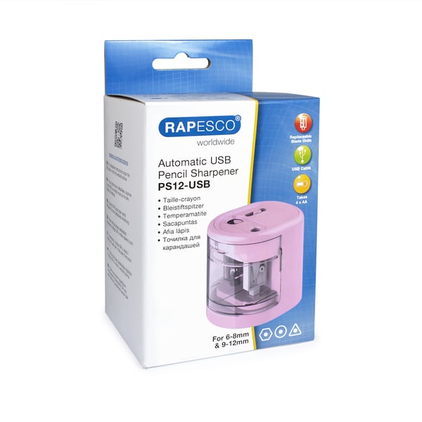 Miniatyrbillede 5 af 5: Rapesco PS12-USB Elektrisk blyantspidser Lyserød