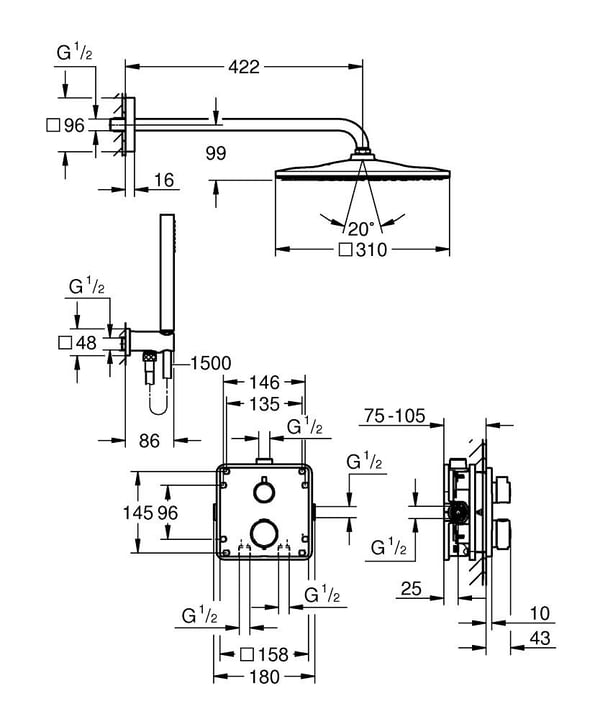 GROHE Precision Thermostatique duschsystem Krom