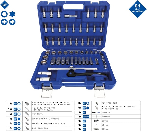 Brilliant Tools BT606002 mekanisk verktygssats 61 verktyg