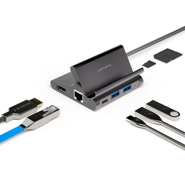 Pikkukuva 8 / 9: 4smarts 7in1 USB 3.2 Gen 1 (3.1 Gen 1) Type-A + Type-C Harmaa