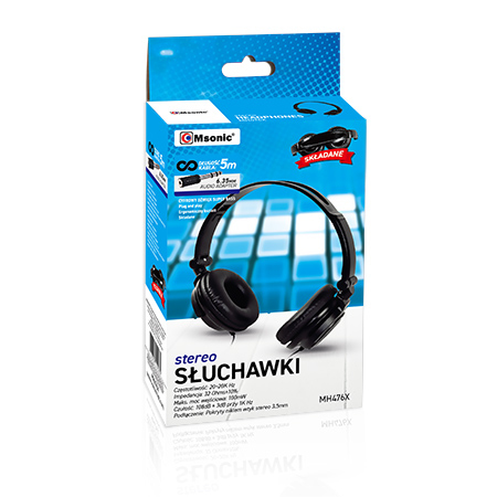 Msonic MH476X hovedtelefoner/headset Ledningsført Musik Sort