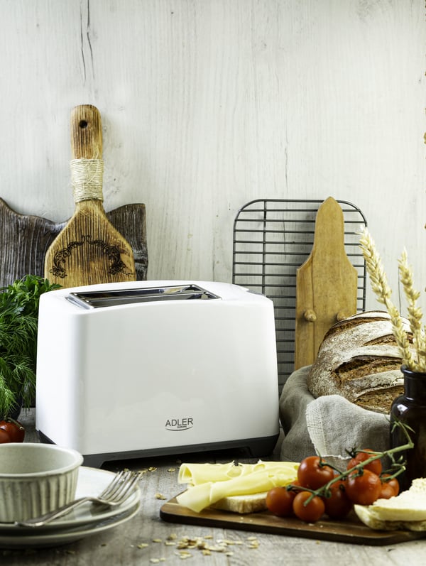 Miniatyrbillede 3 af 11: Adler AD 3216 brødrister 2 skive(r) 1000 W Grå, Hvid