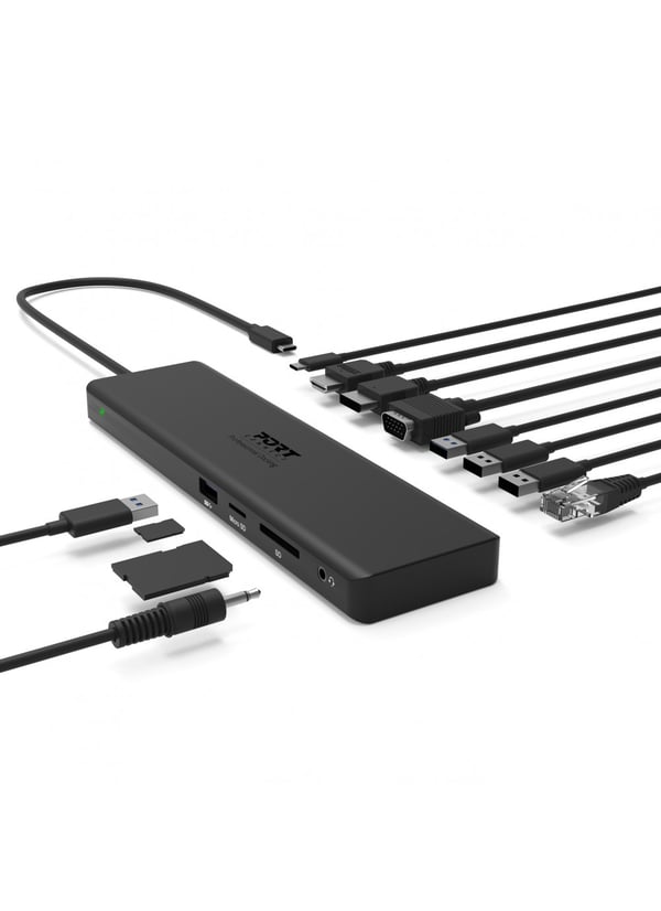 Pikkukuva 3 / 7: Port Designs 901906-W kannettavien tietokoneiden telakka ja porttitoistin Langallinen USB 3.2 Gen 2 (3.1 Gen 2) Type-C Musta