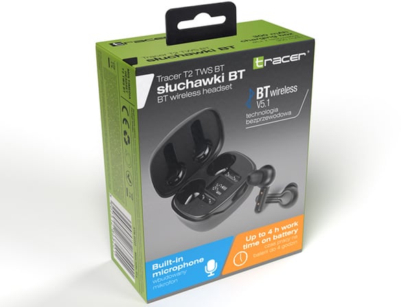 Pikkukuva 2 / 5: Tracer T2 TWS Kuulokkeet Langaton In-ear Bluetooth Musta