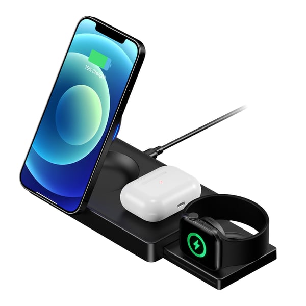 Pikkukuva 6 / 8: 4smarts UltiMag Trident Kuulokkeet, Älypuhelin, Älykello Musta USB Langaton lataaminen Pikalataus Sisätila