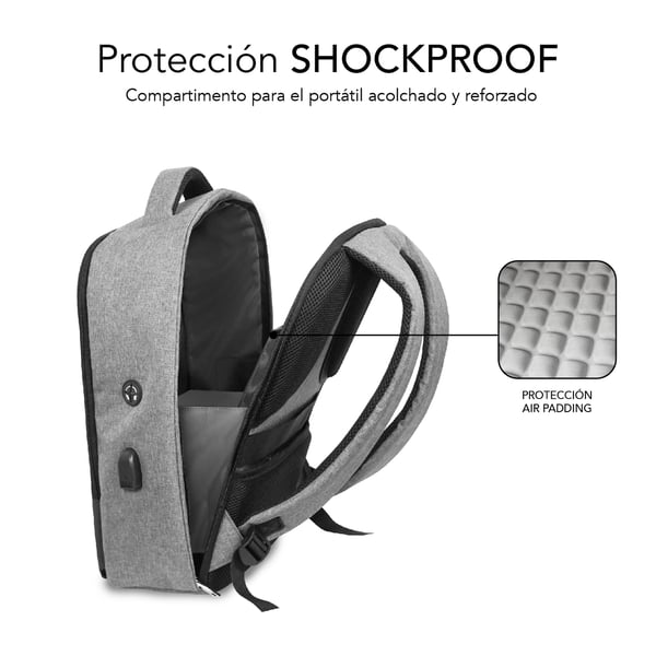 Pikkukuva 2 / 5: SUBBLIM MOCHILA SECURE V2 AP ANTIROBO 16'' GRIS 40,6 cm (16") Reppu Musta, Harmaa