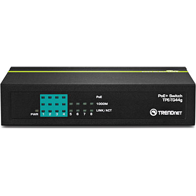 Pikkukuva 4 / 4: Trendnet TPE-TG44G verkkokytkin Hallitsematon Power over Ethernet -tuki Musta