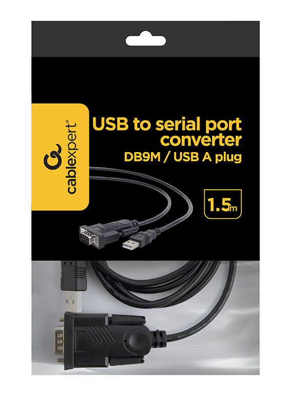 Miniatyrbild 2 av 3: Gembird UAS-DB9M-02 seriella kablar Svart 1,5 m USB Type-A DB-9