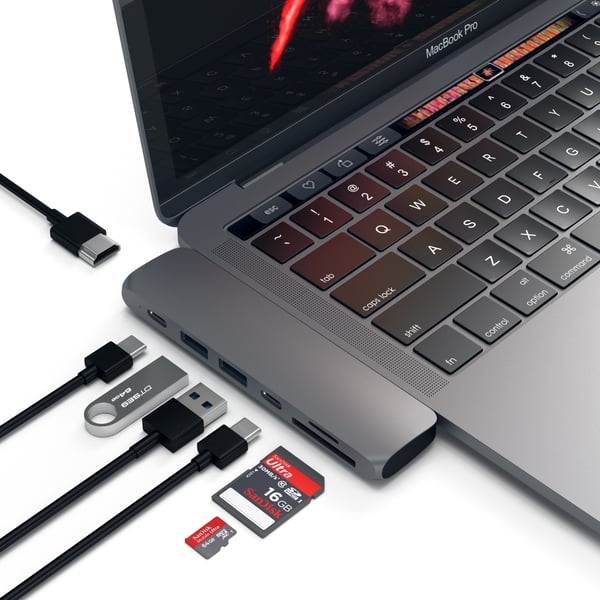 Miniatyrbillede 2 af 5: Satechi ST-CMBPM dockingstation USB 3.2 Gen 1 (3.1 Gen 1) Type-C Grå