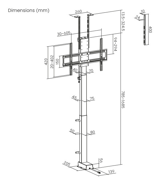 myWall HP 66-2 165,1 cm (65") Sort