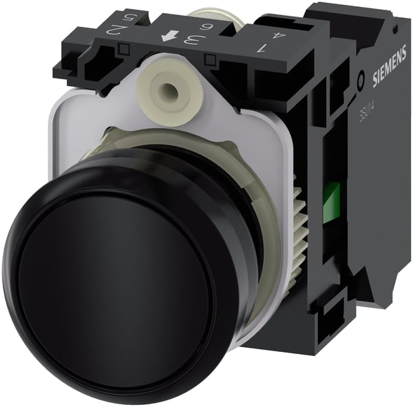 Siemens 3SU1100-0AB10-3BA0 elektrisk aktuator IP67, IP69K Sort