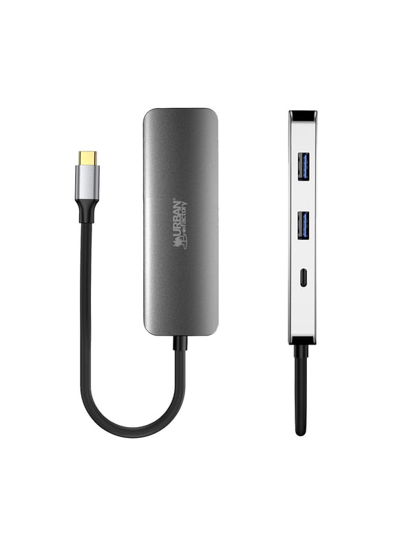 Urban Factory MHC40UF kannettavien tietokoneiden telakka ja porttitoistin Langallinen USB 3.2 Gen 1 (3.1 Gen 1) Type-C Harmaa