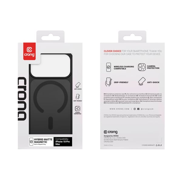 Crong CRGHMMIP1869PBLK mobiltelefonfodral 17,5 cm (6.9") Mobilskal Svart