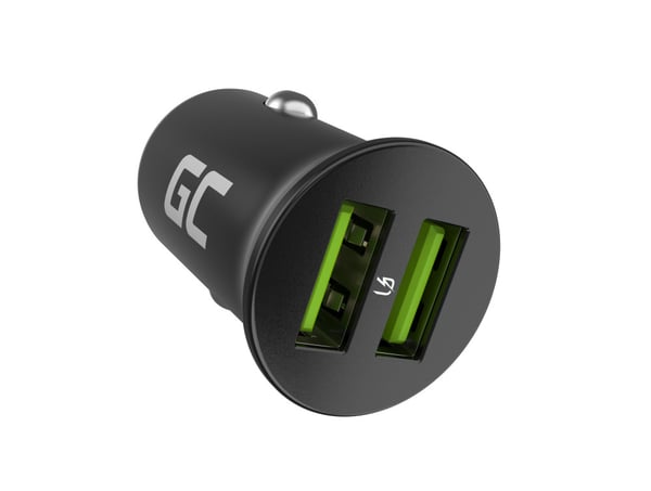 Green Cell GC CADM-GC-36AA - USB-Ladegeraet 36 W 2x USB-A schwarz Lommelygte, GPS, Hovedtelefoner, Mobiltelefon, Navigator, Andet, Bærbar højttaler, Strømbank, Smartphone, SmartWatch, Tablet, Telefon, Universel Sort Cigartænder Hurtig opladning Automatisk, Indendørs