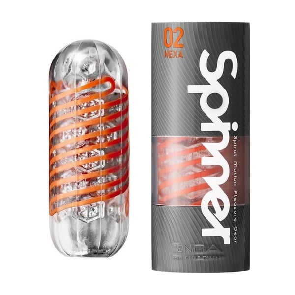 Tenga Spinner Hexa 02 Taskumasturbaattori Oranssi, Läpinäkyvä Elastomeeri