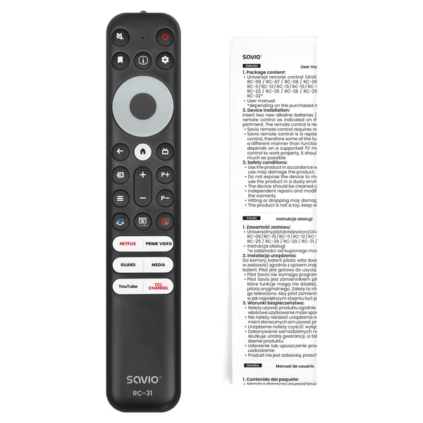 Savio RC-31 fjernbetjening RF trådløst Tryk på knapper