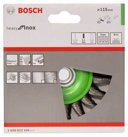 Miniatyrbild 2 av 2: Bosch 2 608 622 106 skivborste och koppborste Stålborsthjul 11,5 cm