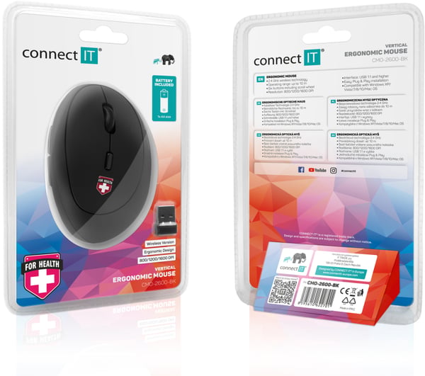 Connect IT CMO-2600-BK mus Medicinsk Højre hånd Bluetooth Optisk 1600 dpi