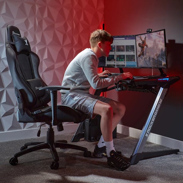 X Rocker 2021032 video spillestol Gaming lænestol Polstret sæde Sort