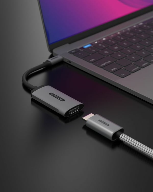 Sitecom AD-1003 kabelomvandlare (hane/hona) HDMI-A USB-C Svart, Grå