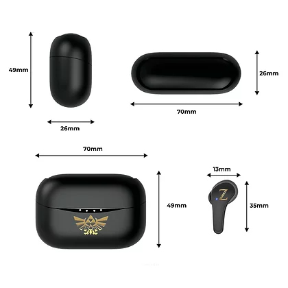 Miniatyrbillede 10 af 15: OTL Technologies Nintendo Legend of Zelda Hovedtelefoner Trådløs I ørerne Opkald/musik Bluetooth Sort