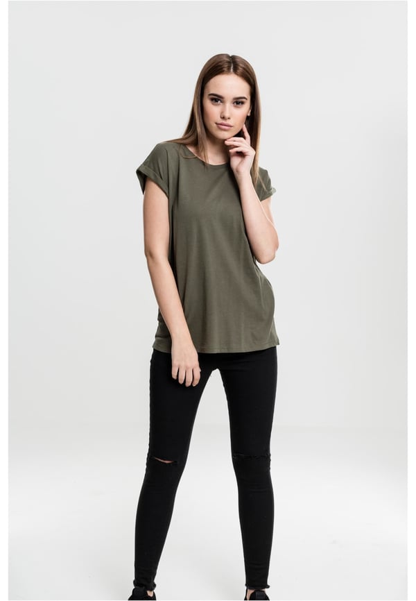 Pikkukuva 1 / 8: Urban Classics Ladies Extended Shoulder Tee T-paita Pyöreä kaula-aukko Lyhyt hiha Puuvilla, Neulekangas