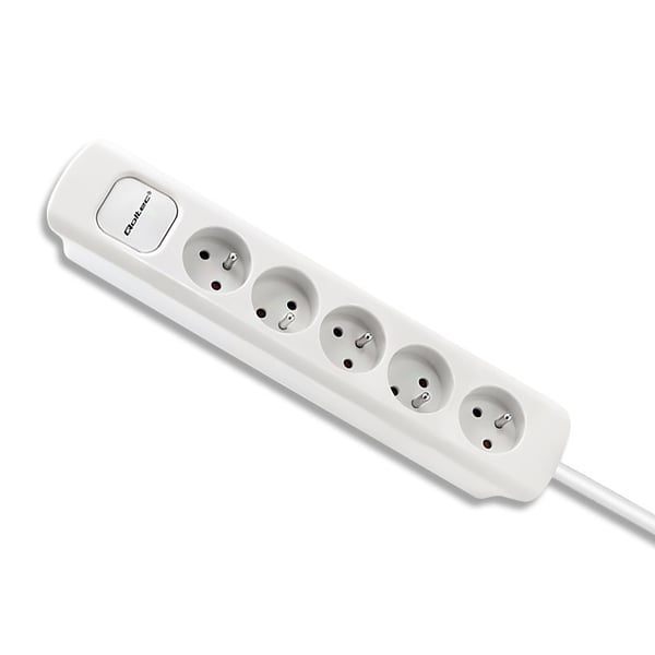 Qoltec 50276 stikdåse 1,8 m 5 AC stikkontakt(er) Indendørs Hvid