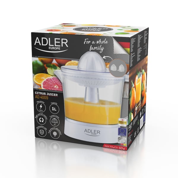 Miniatyrbillede 4 af 11: Adler AD 4009 elektrisk citruspresser 1 L 60 W Hvid