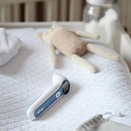 Miniatyrbillede 26 af 30: BEABA THERMOSPEED Termometer med fjernregistrering Blå, Hvid Øre, Pande Knapper
