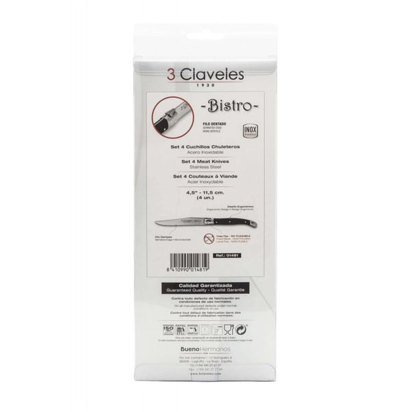 Miniatyrbillede 4 af 5: 3 Claveles 01481 4 stk Rustfrit stål Steak kniv