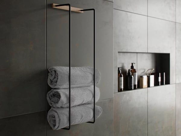 Pikkukuva 2 / 5: byWirth Towel Rack Pyyheteline Seinään asennettava Musta, Puu