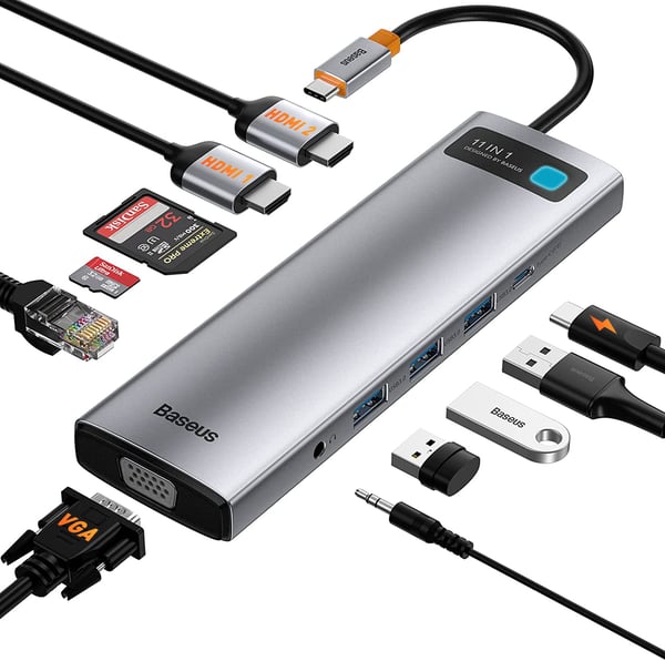Pikkukuva 2 / 2: Baseus Metal Gleam Series 11-in-1 Langallinen USB 3.2 Gen 1 (3.1 Gen 1) Type-C Harmaa