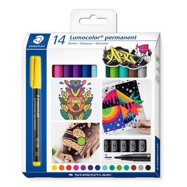 Staedtler Lumocolor 317 C14 vedenkestävä tussi Sekalainen Valikoidut värit 14 kpl