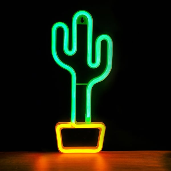 Miniatyrbillede 3 af 3: Forever Light Neon LED Light CACTUS orange green Bat + USB FLNEO2 Dekorativ lysfigur