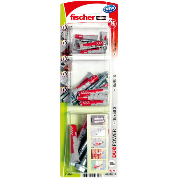 Fischer 536249 skruvankare och väggplugg 18 styck