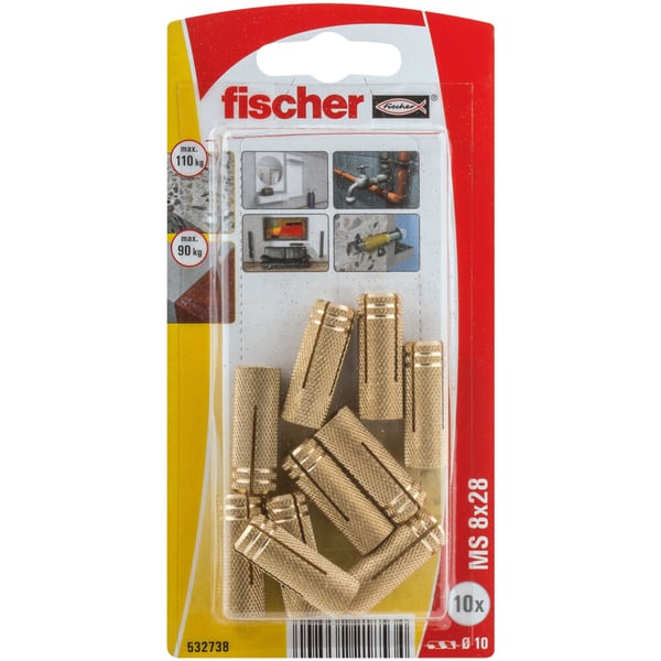 Fischer 532738 skruvankare och väggplugg 10 styck 28 mm