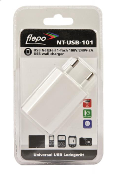Flepo NT-USB-101 oplader til mobil enhed Smartphone, Tablet Hvid Vekselstrøm Indendørs