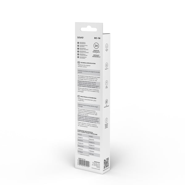 Savio RC-14 Universal remote control/replacement for HISENSE SMART TV fjernbetjening IR trådløs TV, TV tuner Tryk på knapper